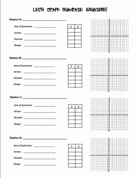 Graphing Quadratic Functions Worksheet Unique Graphing Quadratic Equations Stations Activity by All