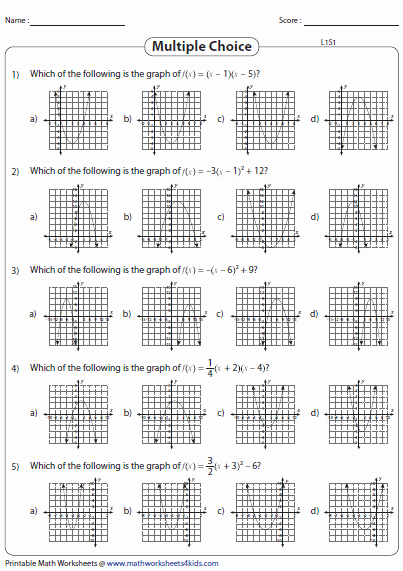 Graphing Quadratic Functions Worksheet Unique Graphing Quadratic Function Worksheets