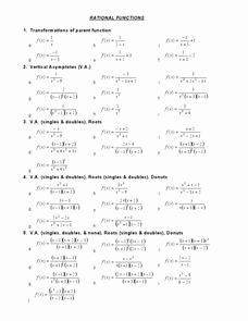 Graphing Rational Functions Worksheet Elegant Rational Functions Worksheet for 8th 12th Grade