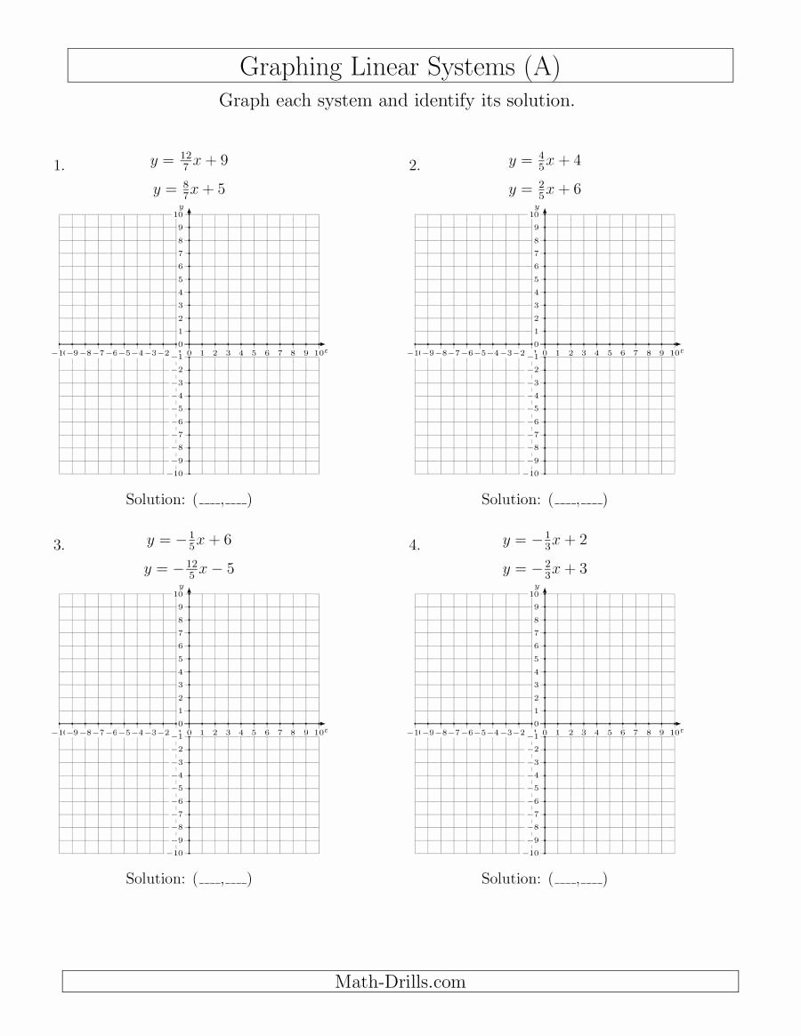 Graphing Slope Intercept form Worksheet Fresh solve Systems Of Linear Equations by Graphing Slope