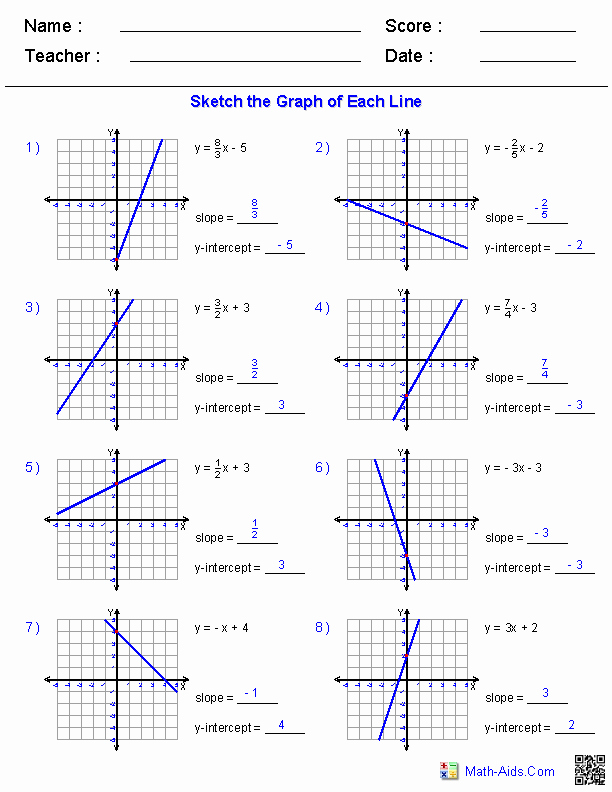 Graphing Slope Intercept form Worksheet Unique Pre Algebra Worksheets