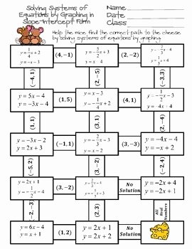 Graphing Systems Of Equations Worksheet Beautiful solving Systems Of Equations by Graphing Maze by Ayers