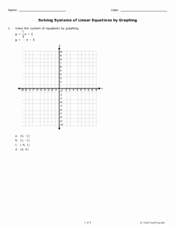 Graphing Systems Of Equations Worksheet Elegant solving Systems Of Linear Equations by Graphing Grade 10
