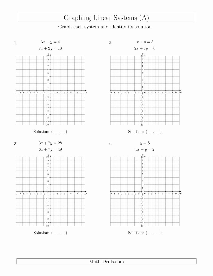 Graphing Systems Of Equations Worksheet Lovely solve Systems Of Linear Equations by Graphing Standard A