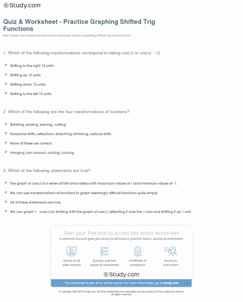 50 Graphing Trig Functions Practice Worksheet