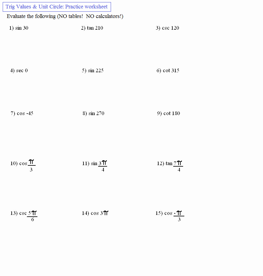 Graphing Trig Functions Practice Worksheet New Math Plane Unit Circle and Trigonometry Measures