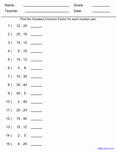 Greatest Common Factor Worksheet Awesome Greatest Mon Factor Worksheet
