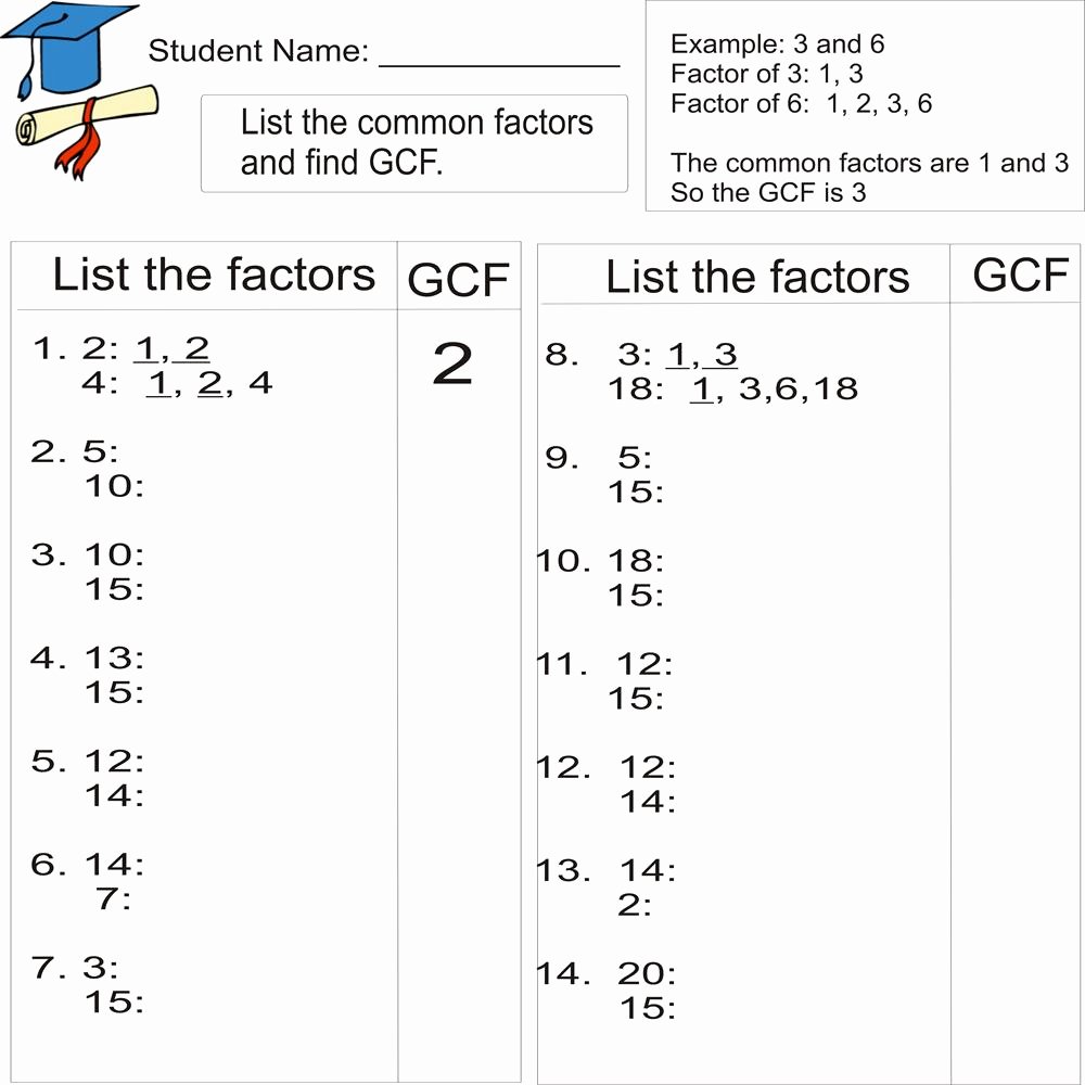 50 Greatest Common Factor Worksheet