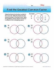 Greatest Common Factor Worksheet Inspirational Find the Greatest Mon Factor
