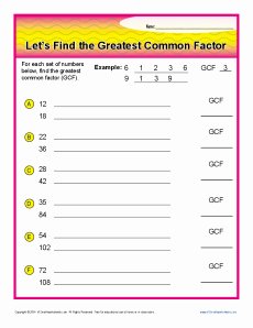 Greatest Common Factor Worksheet Inspirational Greatest Mon Factor