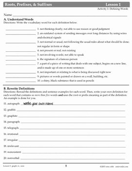 Greek and Latin Roots Worksheet Lovely Greek and Latin Roots Worksheets and Tests Units 1 6