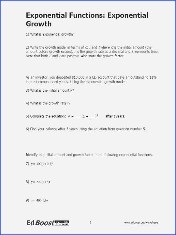 Growth and Decay Worksheet Awesome Exponential Growth and Decay Worksheet