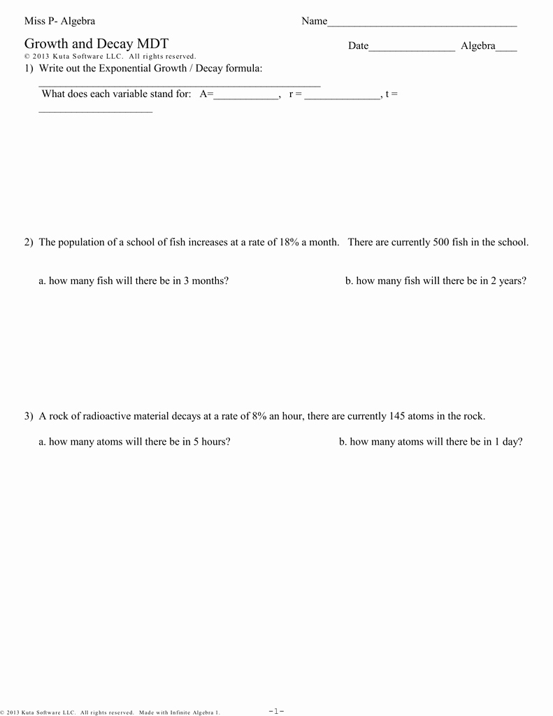 Growth and Decay Worksheet Lovely Graphing Exponential Functions Worksheet Kuta