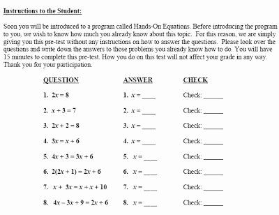Hands On Equations Worksheet Awesome Hands Equations Blog Hands Equations Pre and Post