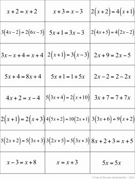 Hands On Equations Worksheet Beautiful solving Linear Equations Discovery Worksheet &amp; Card sort