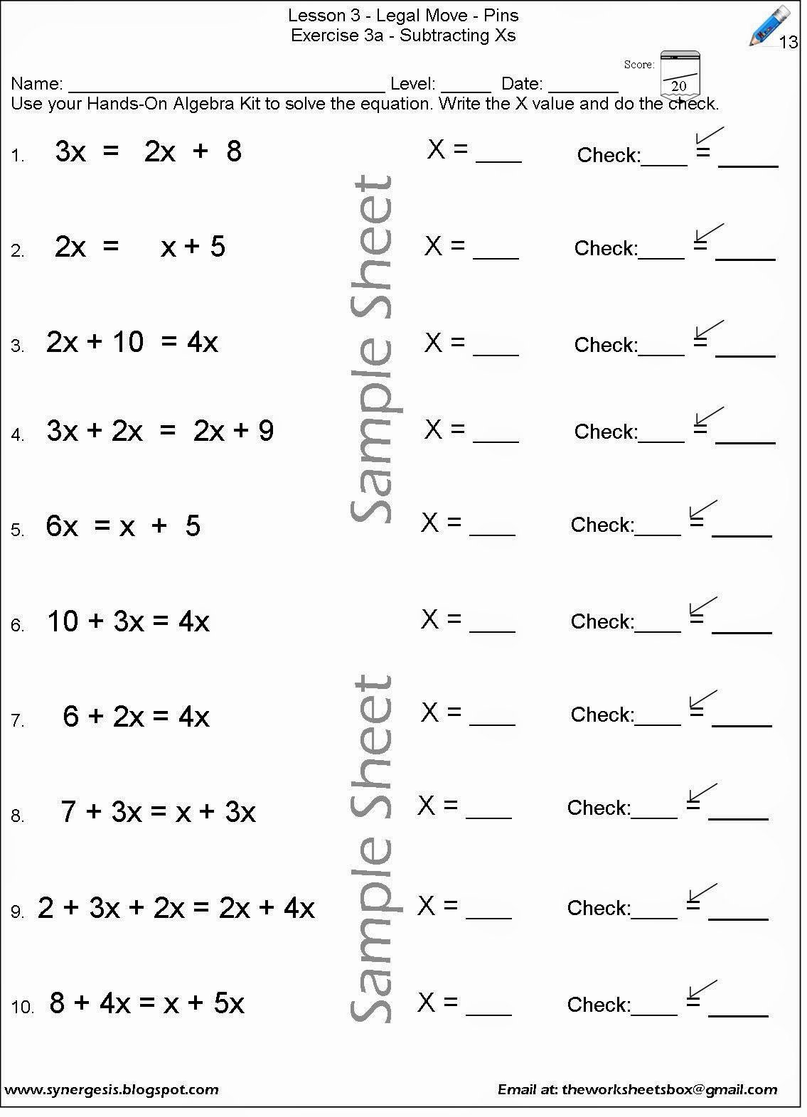 Hands On Equations Worksheet Best Of Hands Equations Answer Key Lesson 14 Tessshebaylo