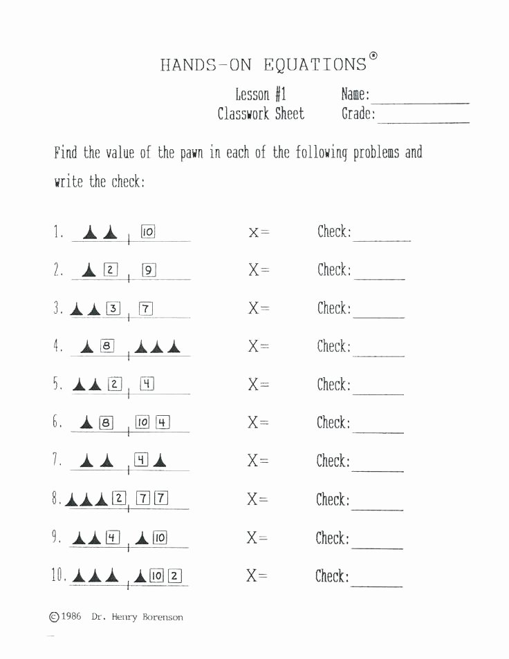Hands On Equations Worksheet Fresh Hands On Equations Worksheets – Skgold