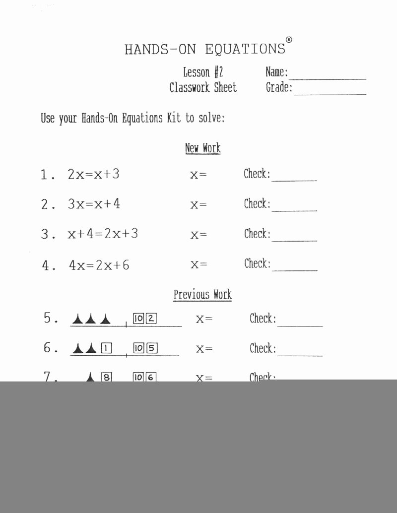 50 Hands On Equations Worksheet | Chessmuseum Template Library