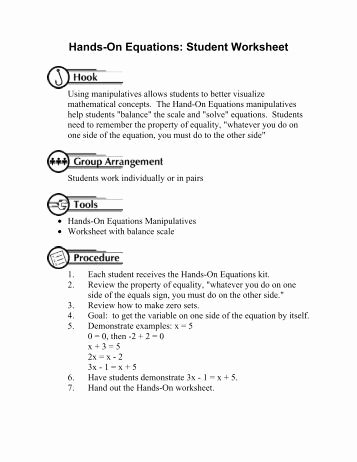 Hands On Equations Worksheet Unique Word Equations Worksheet
