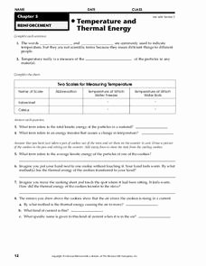 Heat and Temperature Worksheet Awesome Temperature and thermal Energy Worksheet for 9th 10th