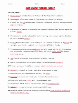 Heat and Temperature Worksheet Awesome Unit Review thermal Energy Heat and Temperature by
