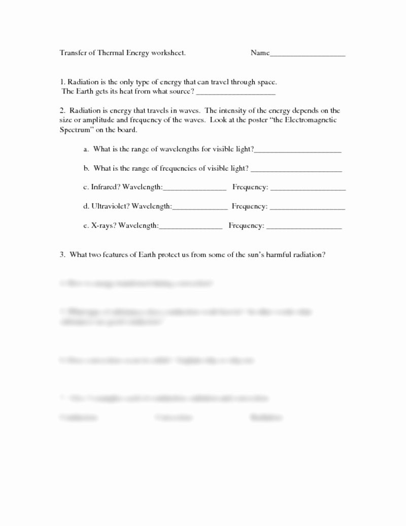 Heat Transfer Worksheet Answer Key Best Of thermal Energy Worksheet with Answers