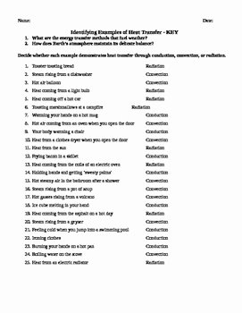 Heat Transfer Worksheet Answer Key Lovely Heat Transfer Worksheet by All About Earth Science
