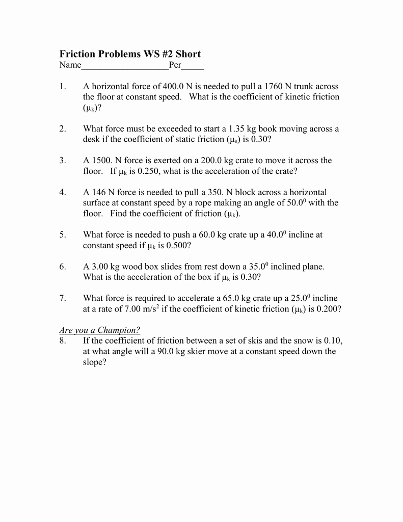 Heat Transfer Worksheet Answers Best Of Coefficient Friction Worksheet Answers