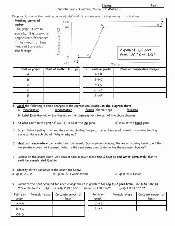 Heating and Cooling Curve Worksheet Unique Chemistry Heating Curve Worksheet Cast