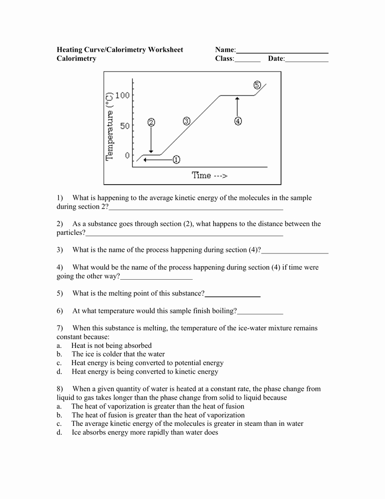 Heating and Cooling Curves Worksheet Awesome Heating Heating Curve Worksheet