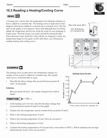 Heating and Cooling Curves Worksheet Luxury Chemistry Heating Curve Worksheet Cast