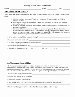 History Of the atom Worksheet Unique atomic Model Ws