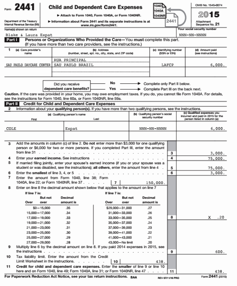 Home Daycare Tax Worksheet Luxury Your Us Expat Tax Return and the Child Care Credit