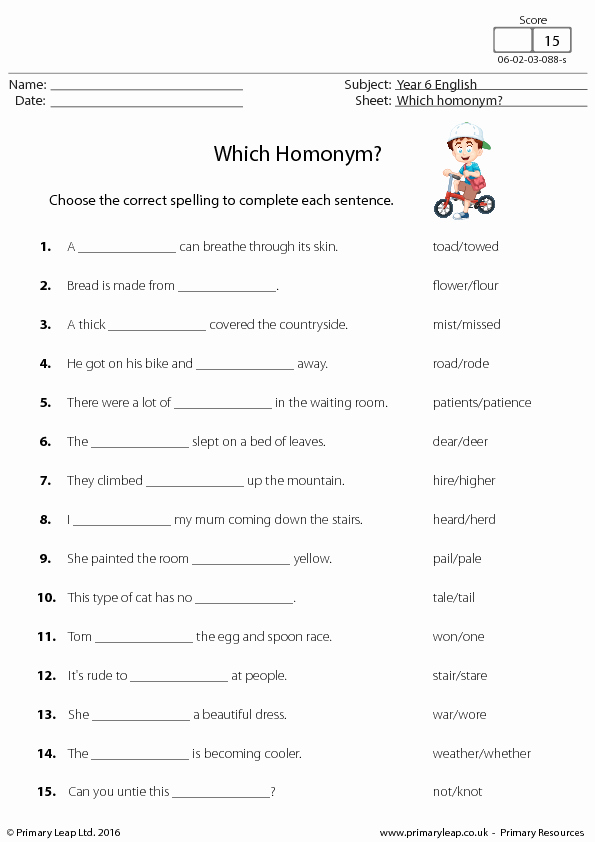 Homophones Worksheet 2nd Grade Fresh 16 Free Homonyms Worksheets