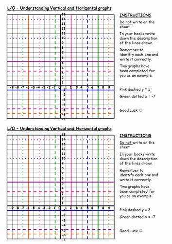 Horizontal and Vertical Lines Worksheet Fresh Horizontal and Vertical Line Graphs by Pollyteach