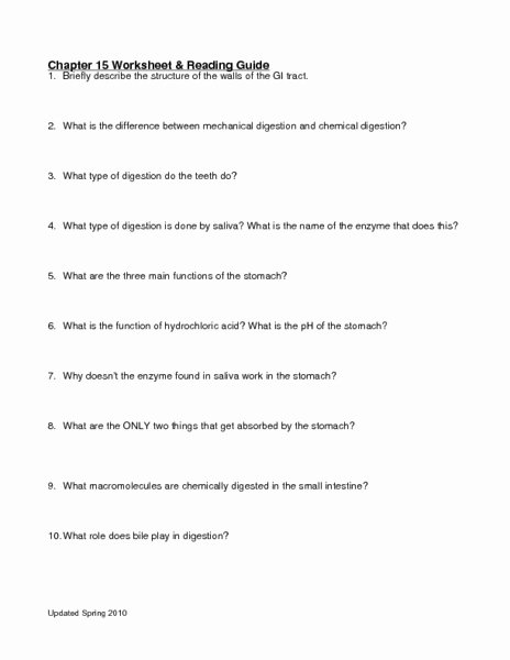 Human Digestive System Worksheet Best Of the Human Digestive System Worksheet for 9th 12th Grade