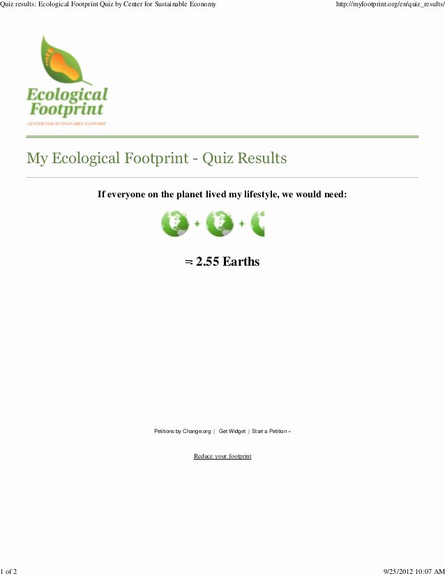Human Footprint Worksheet Answers Beautiful P Quiz Results Ecological Footprint Quiz by Center