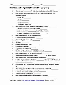 Human Footprint Worksheet Answers Best Of the Human Footprint Worksheet for 5th 6th Grade