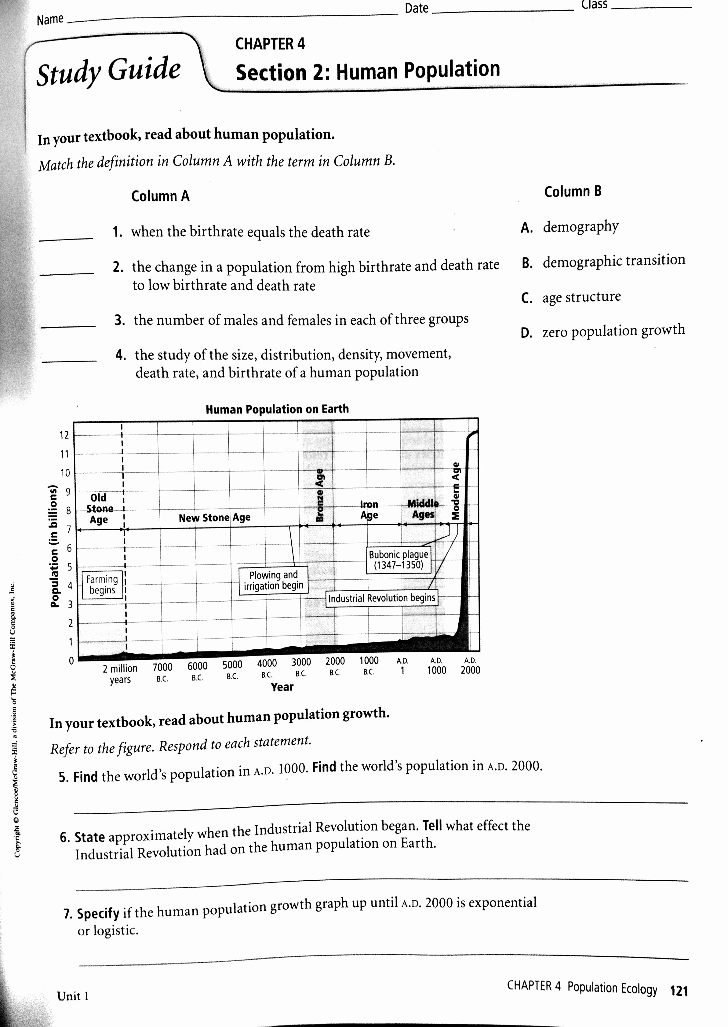 Population Growth Worksheet Answers