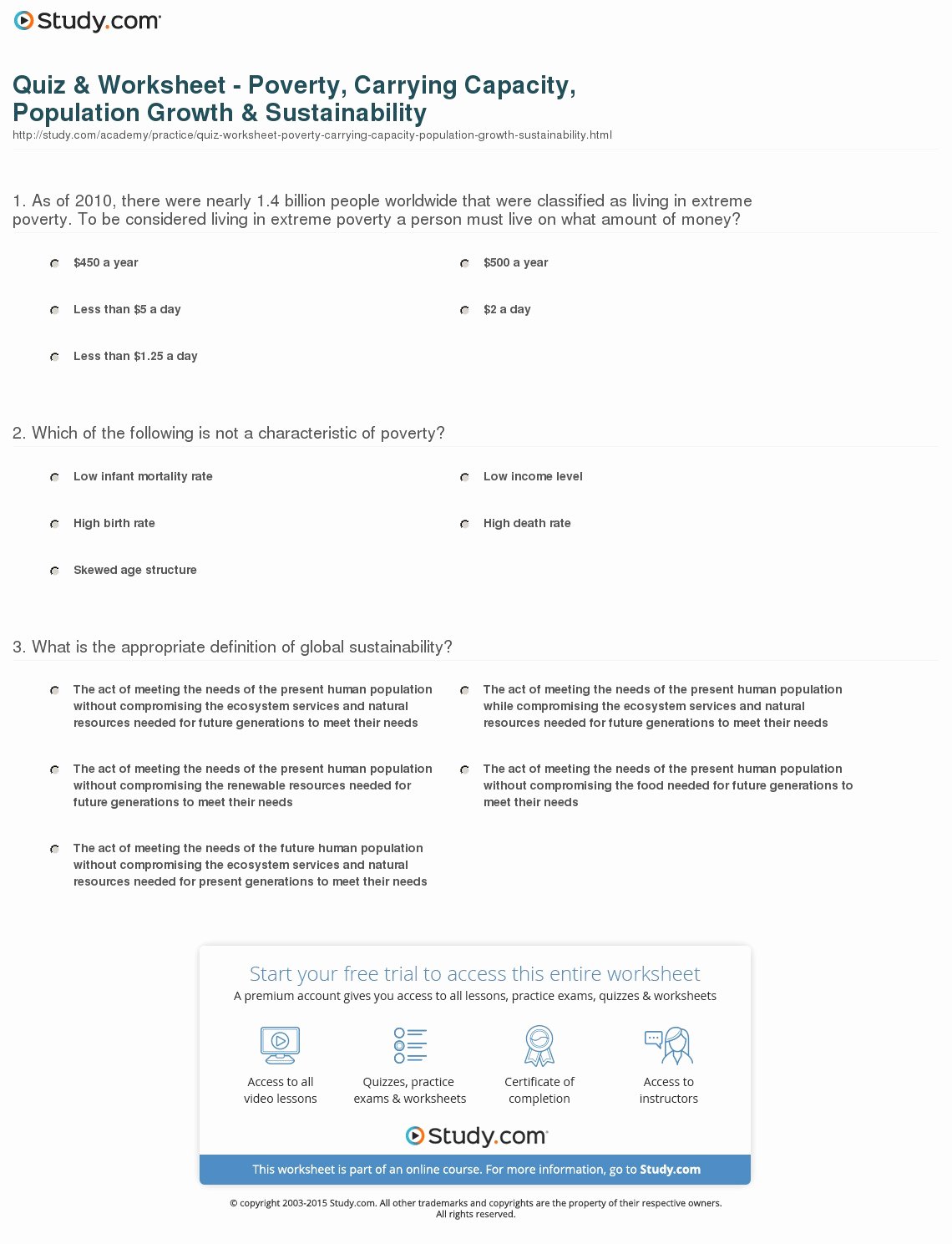 Population Growth Worksheet Answers