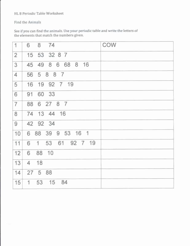 Hunting the Elements Worksheet Answers Best Of Periodic Table Worksheet Answers