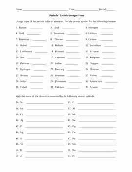 Hunting the Elements Worksheet Best Of Periodic Table Scavenger Hunt by Ian Williamson