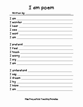 I Am Poem Worksheet Beautiful &quot;i Am&quot; Poem Template Freebie by Miss Paquette S
