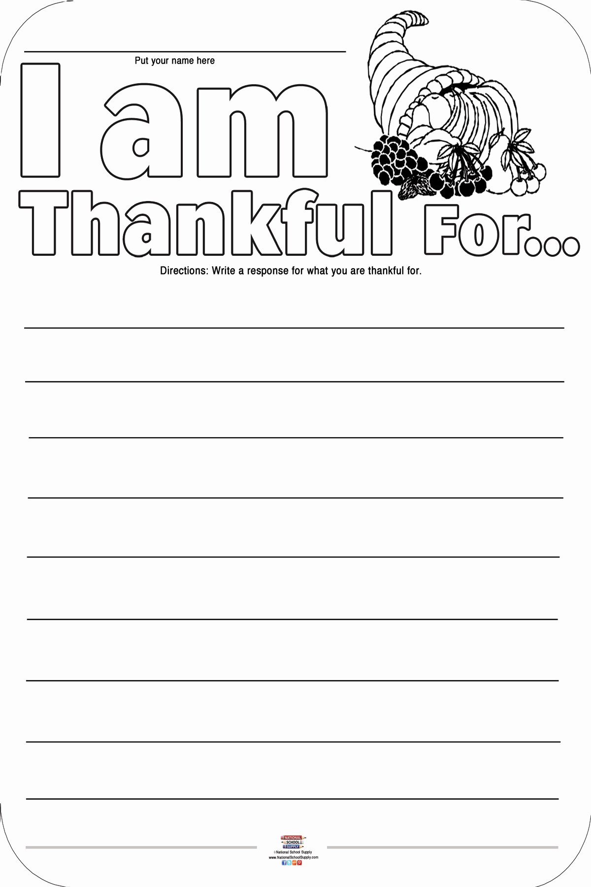 I Am Thankful for Worksheet Lovely New Thanksgiving themed Printables