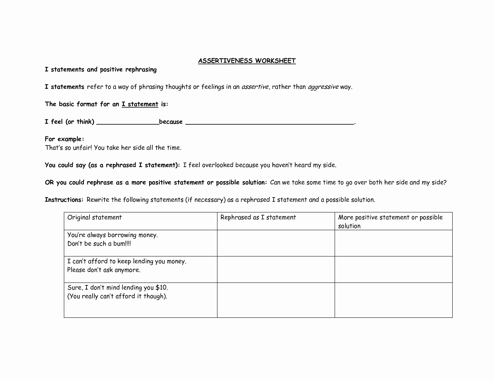 I Feel Statements Worksheet New Pin On &quot;i Statements&quot;