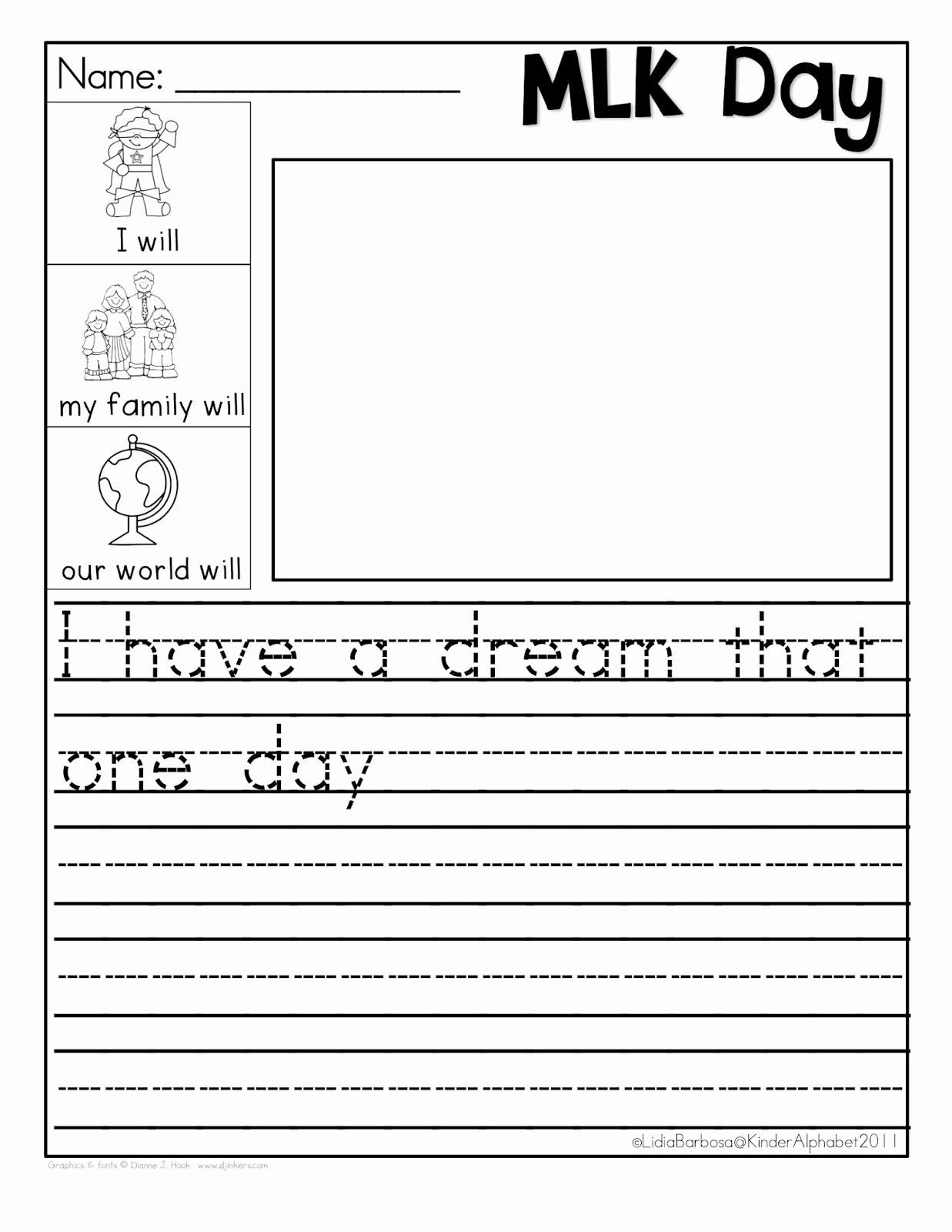 Printable I Have A Dream Worksheet