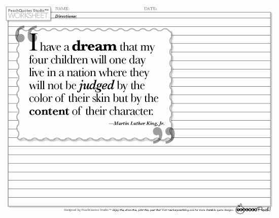 I Have A Dream Worksheet Fresh Worksheets – Reach for the Peach