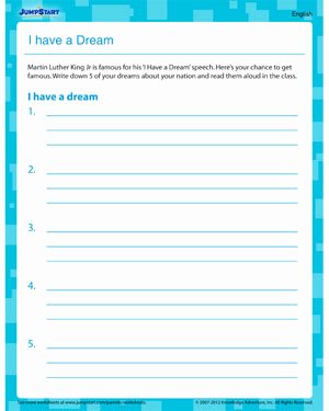 I Have A Dream Worksheet New I Have A Dream – Worksheet On Martin Luther King Jr