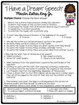 I Have Rights Worksheet New &quot;i Have A Dream&quot; Speech Analysis Worksheet Martin Luther