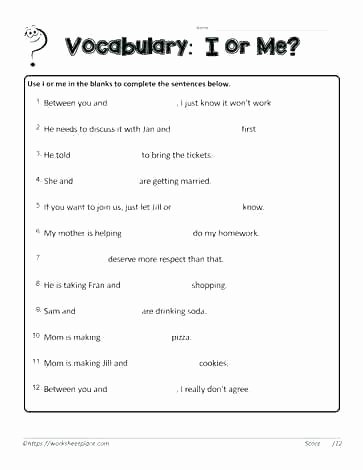 I Vs Me Worksheet Lovely Personal Pronouns Worksheets for Grade 1 – Petpage
